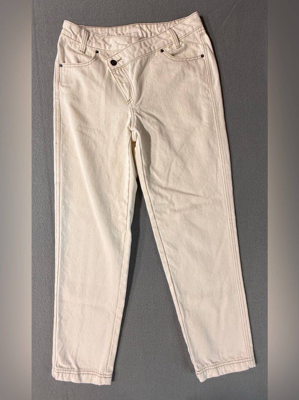 High-Rise Cream Straight Jeans for Women